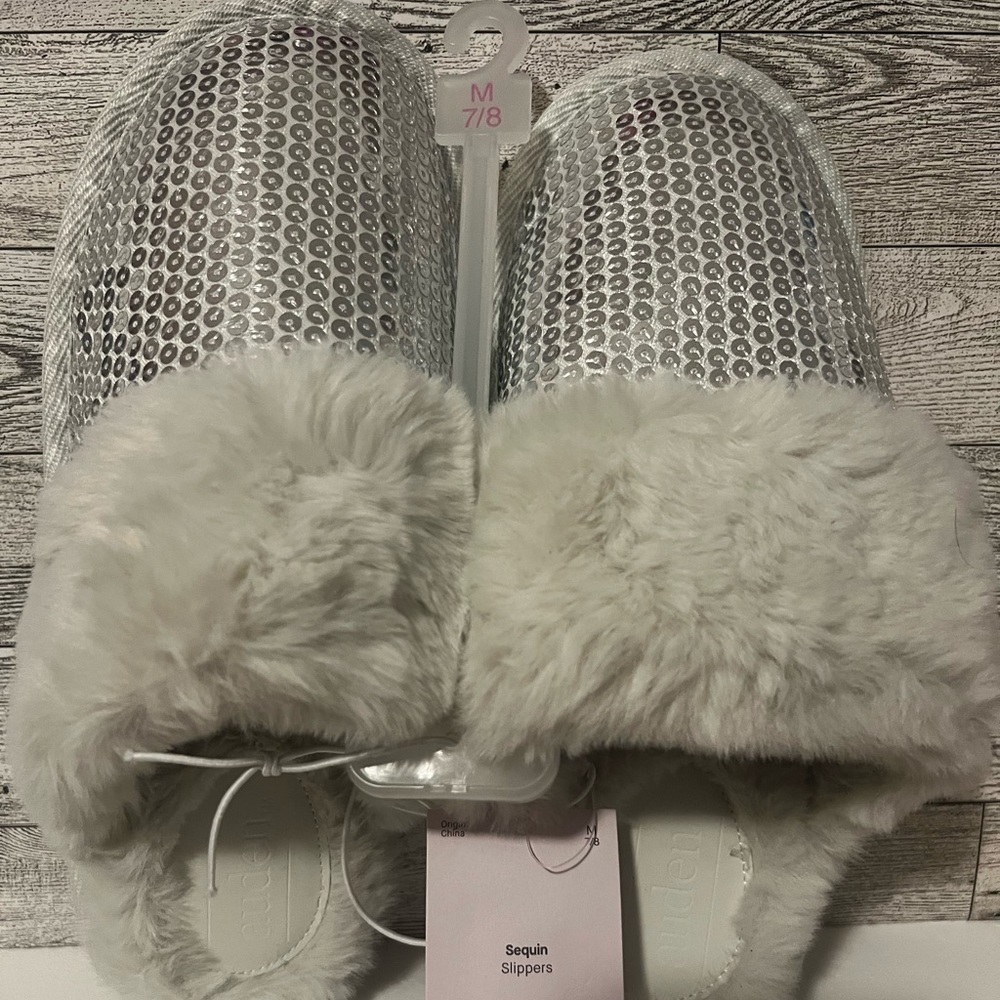 Auden Glittering Silver Sequin Slippers